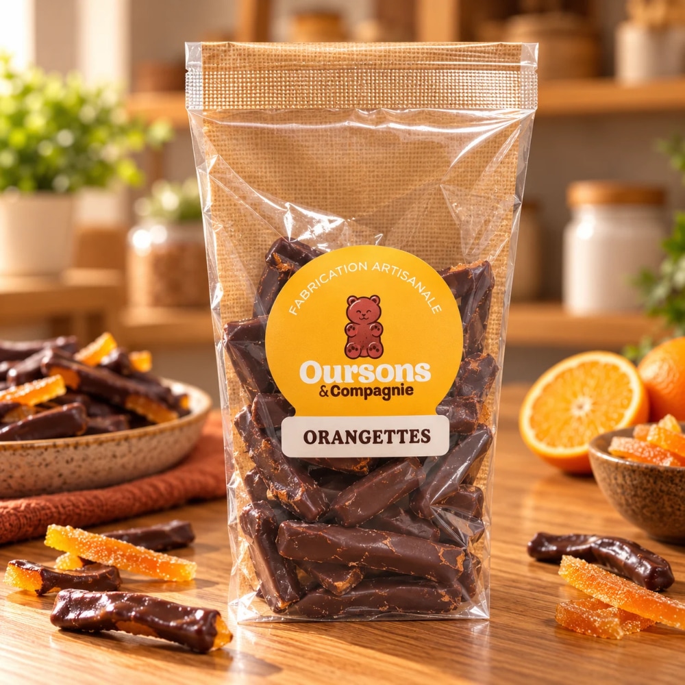 Sachet d'orangettes au chocolat Oursons et Compagnie